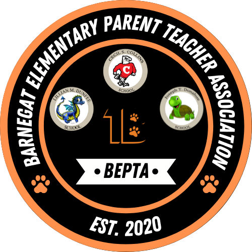 Barnegat Elementary PTA Logo with MultiColored Tiger Face